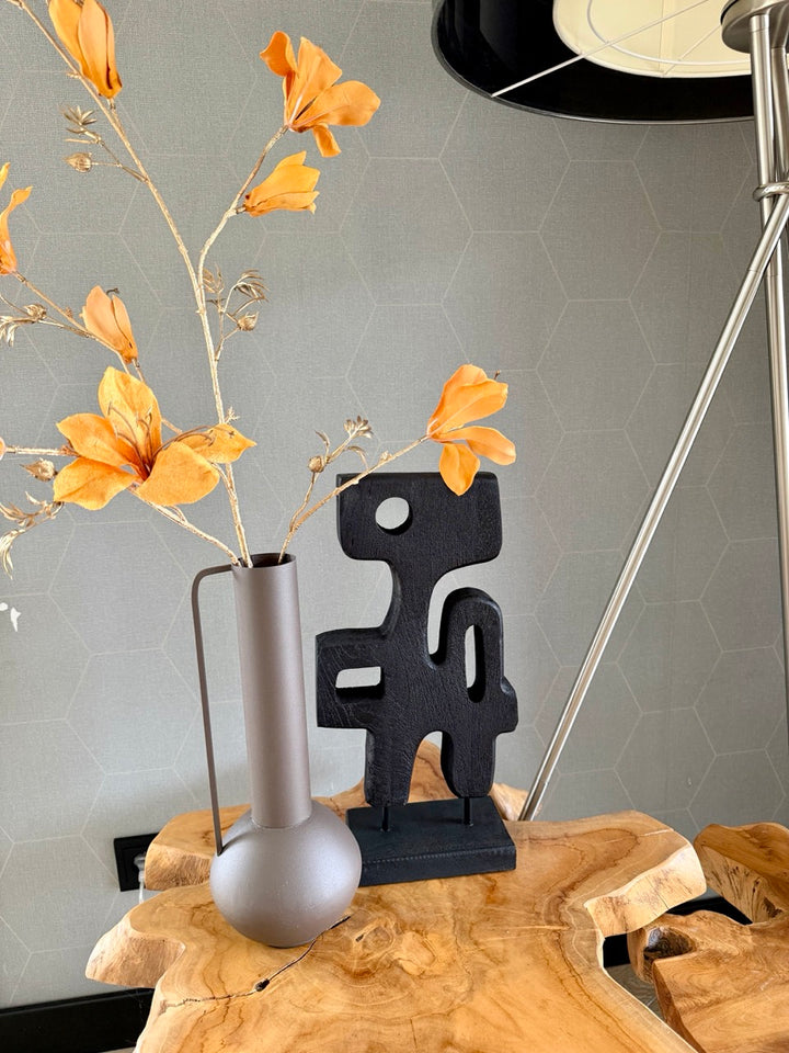 Ornament op voet SALA - 20x9,5x38,5cm - hout mat zwart