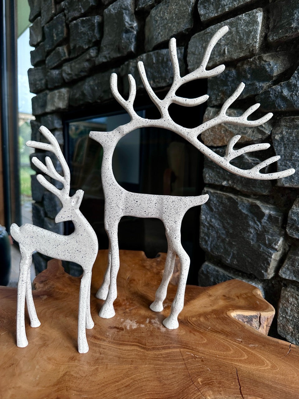 Ornament rendier DEER - Wit+grijs - 2 varianten