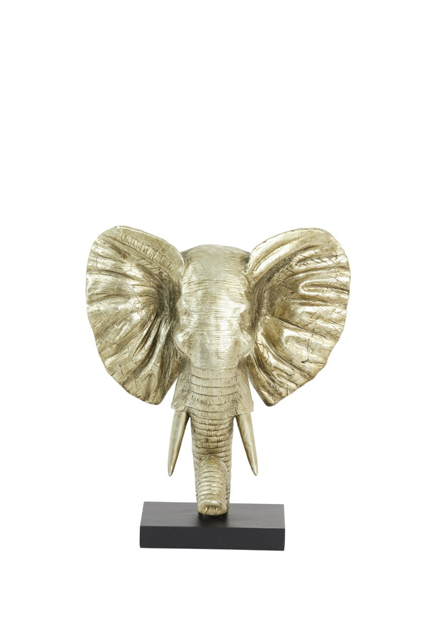 Ornament op voet ELEPHANT - 30x15x35,5 cm - licht goud