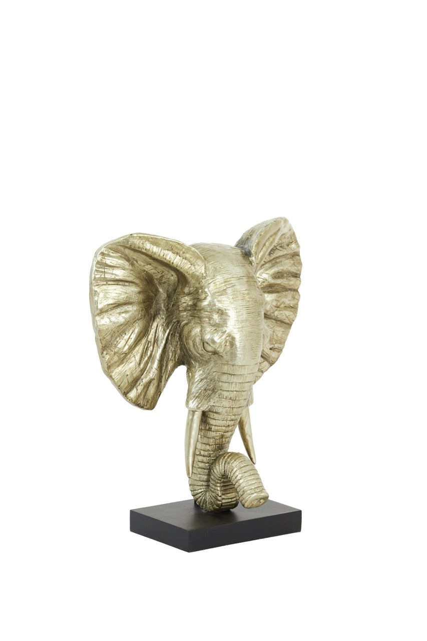 Ornament op voet ELEPHANT - 30x15x35,5 cm - licht goud