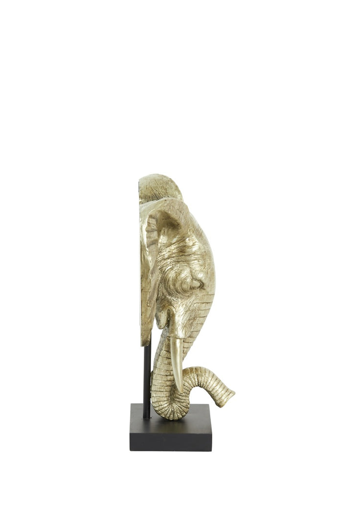 Ornament op voet ELEPHANT - 30x15x35,5 cm - licht goud