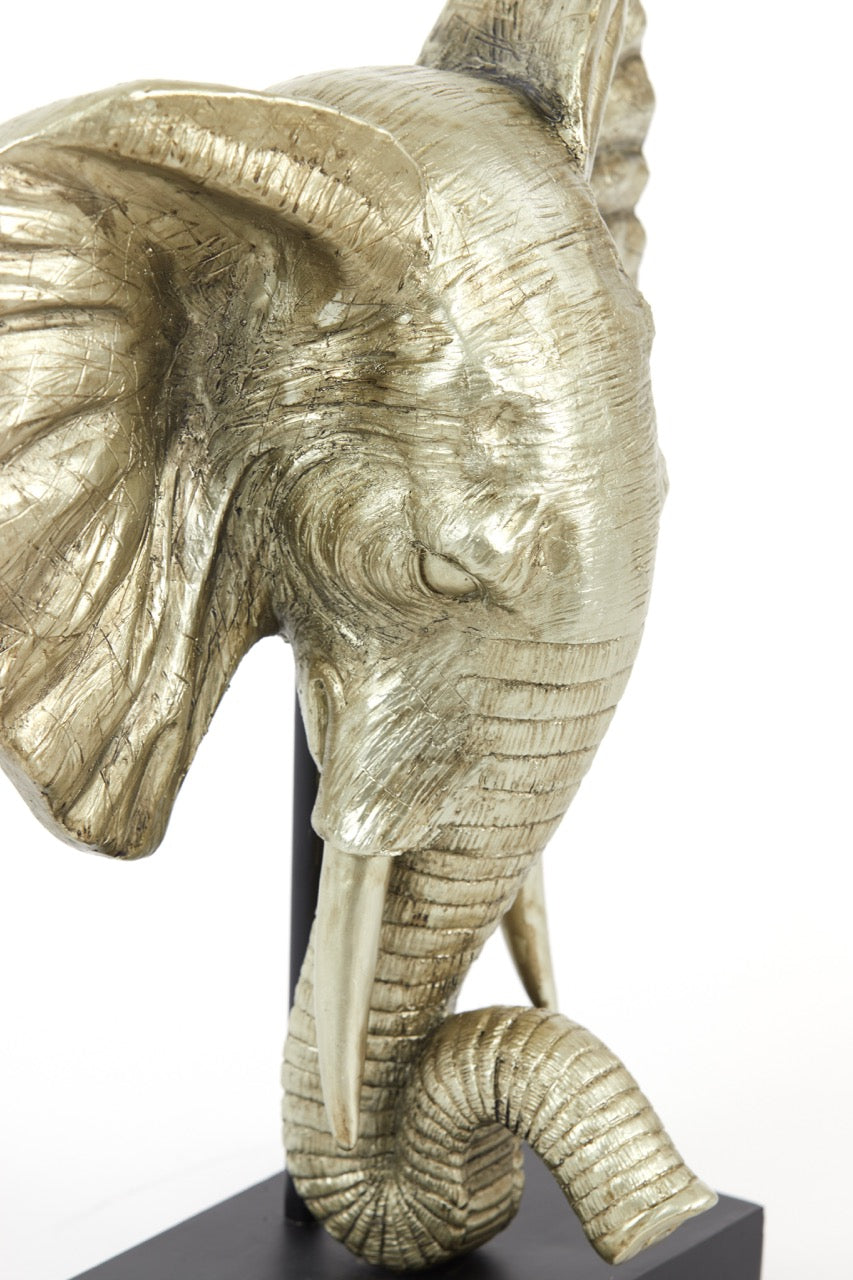 Ornament op voet ELEPHANT - 30x15x35,5 cm - licht goud