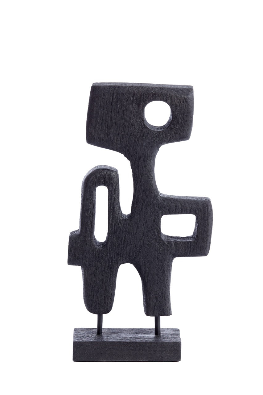 Ornament op voet SALA - 20x9,5x38,5cm - hout mat zwart