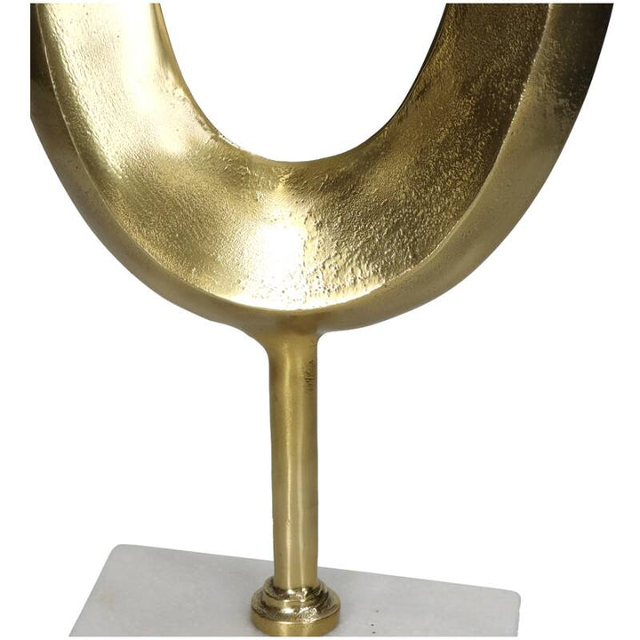Ornament oval gold auf Marmorsockel - Aluminium - 47 cm hoch