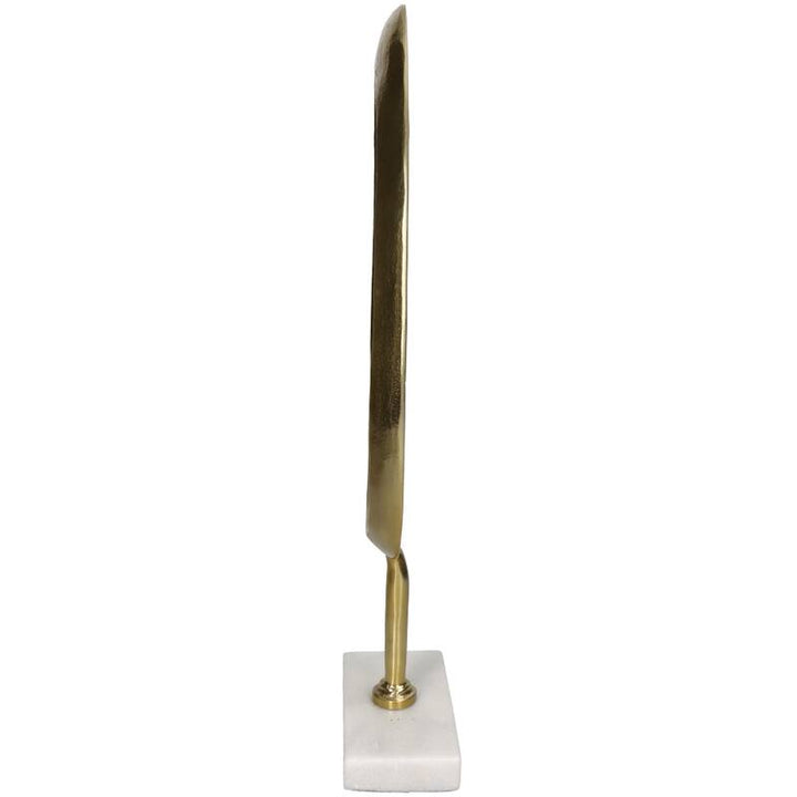 Ornament oval gold auf Marmorsockel - Aluminium - 47 cm hoch