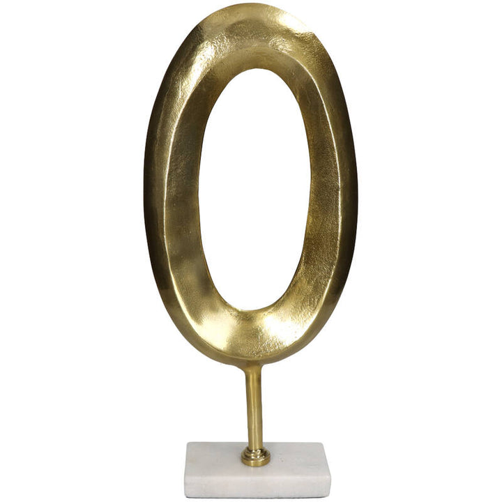 Ornament oval gold auf Marmorsockel - Aluminium - 47 cm hoch