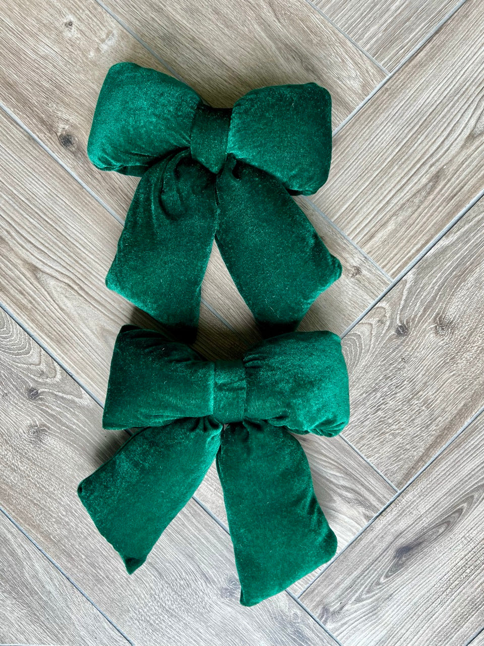 Set van 2 Stoffen Strik Ornamenten – Groen – 29 cm