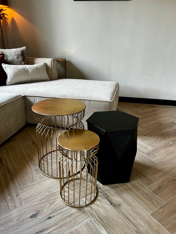 Set mit 2 goldenen Beistelltischen – 2 Größen – Gold