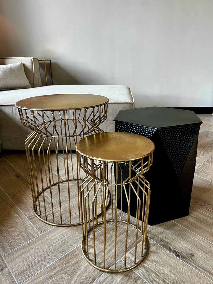 Set mit 2 goldenen Beistelltischen – 2 Größen – Gold