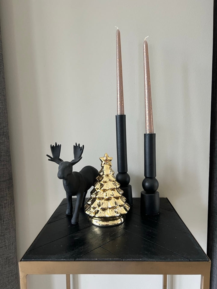 Shop the Kerstlook – Luxe Zwart-Goud Set met Rendier & Gouden Kerstboom