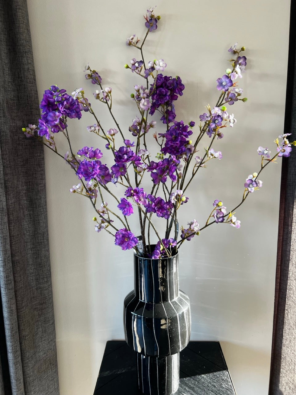 Vase SENUMA - Ø16x33 cm - Glänzend Schwarz+Weiß