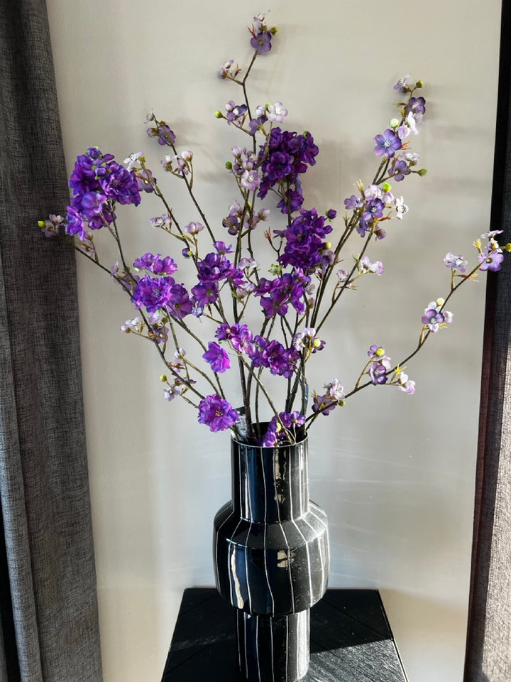 Vase SENUMA - Ø16x33 cm - Glänzend Schwarz+Weiß
