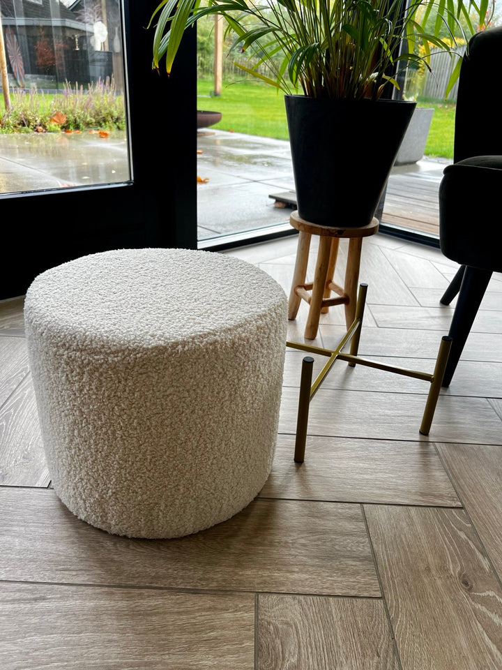 Teddy poef op pootjes - Naturel - 38 cm hoog