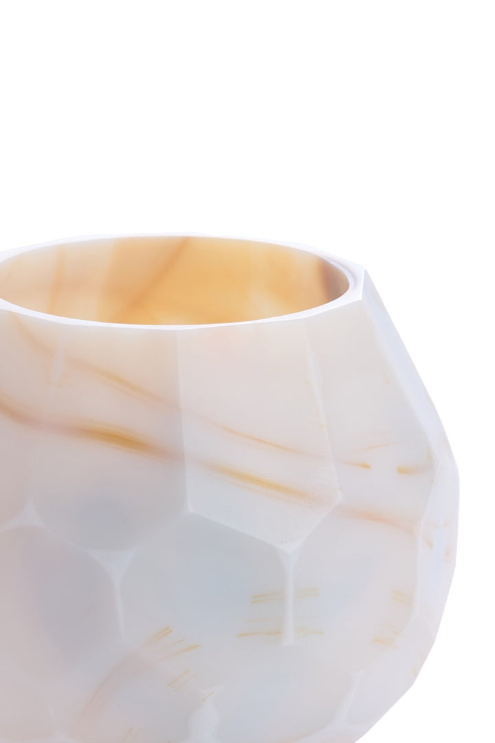 Teelichtglas Eliza - weiß/gelb - 2 Varianten