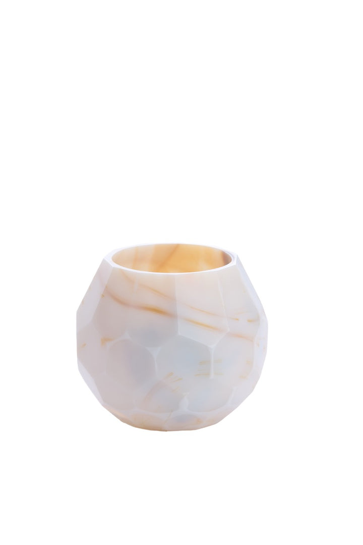 Teelichtglas Eliza - weiß/gelb - 2 Varianten
