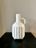 Vase JONAI Keramik - 12x11x21,5 cm - matt creme/schwarz