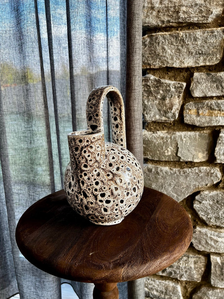 Vase Keramik SERRES - 16x15,5x26 cm - creme/schwarz/braun
