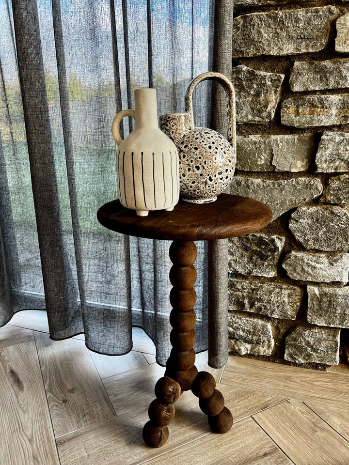 Vase Keramik SERRES - 16x15,5x26 cm - creme/schwarz/braun