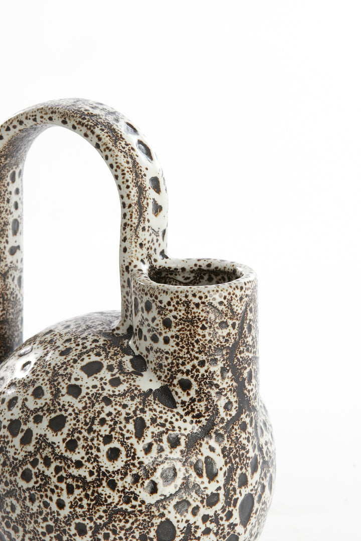 Vase Keramik SERRES - 16x15,5x26 cm - creme/schwarz/braun