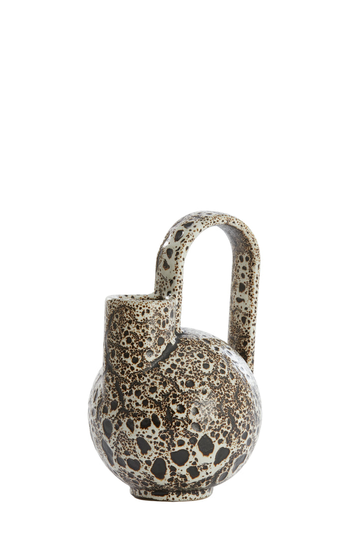 Vase Keramik SERRES - 16x15,5x26 cm - creme/schwarz/braun