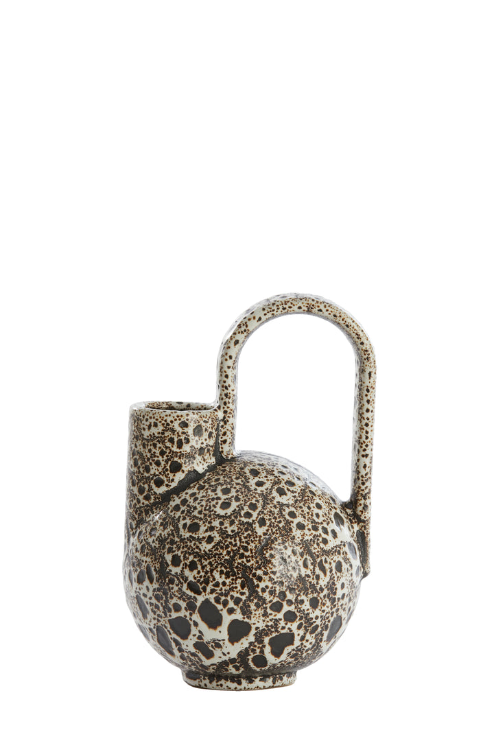 Vase Keramik SERRES - 16x15,5x26 cm - creme/schwarz/braun