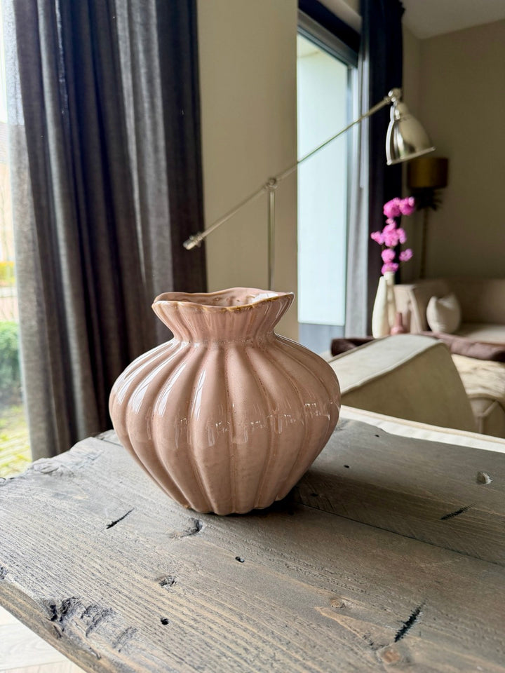 Vaas Rosé Ripple – Keramiek – 20x20x17,5 cm