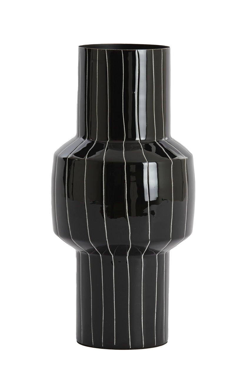 Vase SENUMA - Ø16x33 cm - Glänzend Schwarz+Weiß
