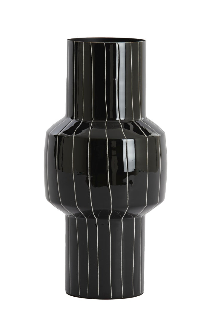 Vase SENUMA - Ø16x33 cm - Glänzend Schwarz+Weiß