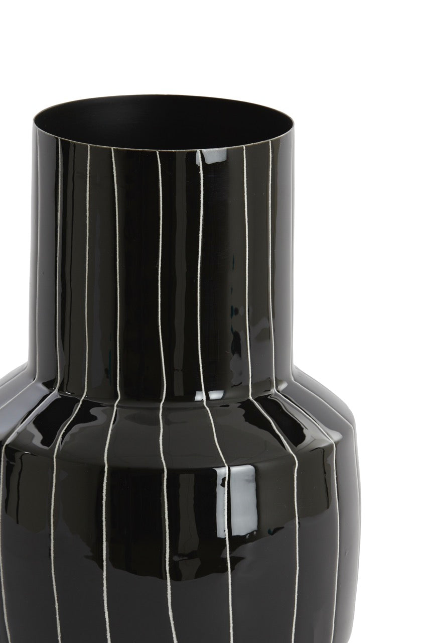 Vase SENUMA - Ø16x33 cm - Glänzend Schwarz+Weiß