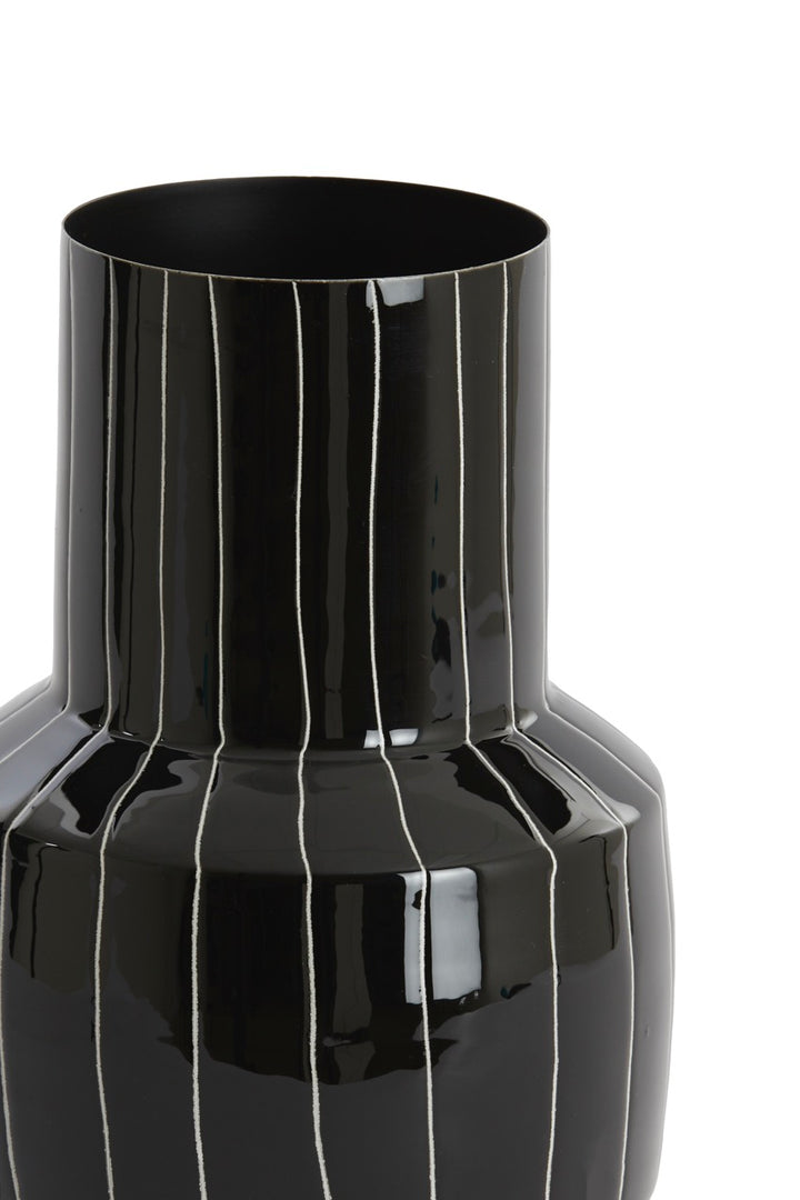 Vase SENUMA - Ø16x33 cm - Glänzend Schwarz+Weiß