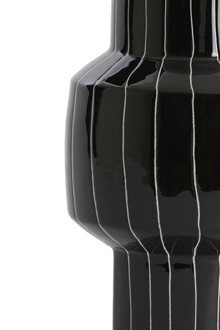 Vase SENUMA - Ø16x33 cm - Glänzend Schwarz+Weiß