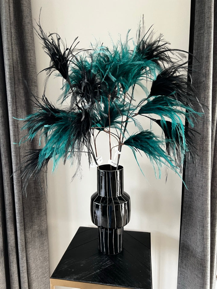 Vase SENUMA - Ø16x33 cm - Glänzend Schwarz+Weiß