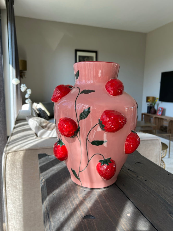 Erdbeervase - 25,3 x 30,3 cm - Mehrfarbig Rosa