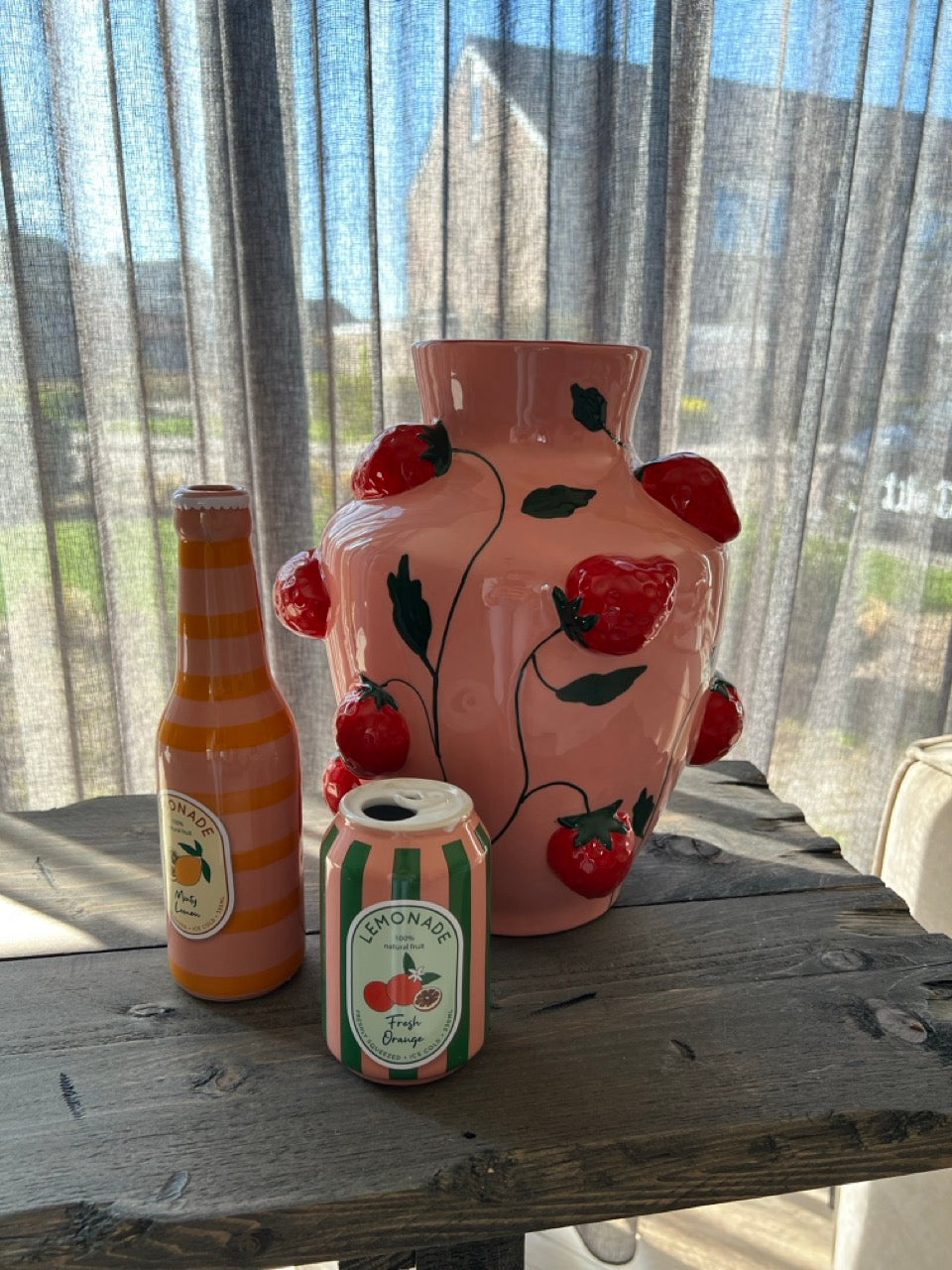 Erdbeervase - 25,3 x 30,3 cm - Mehrfarbig Rosa