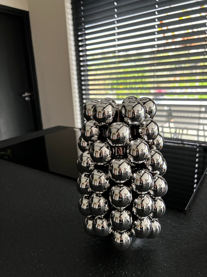 Vase Kugeln - Ø16x24 cm - metallic silber Keramik