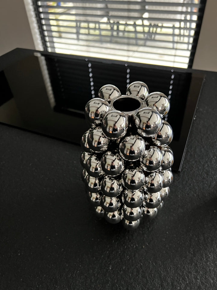Vase Kugeln - Ø16x24 cm - metallic silber Keramik