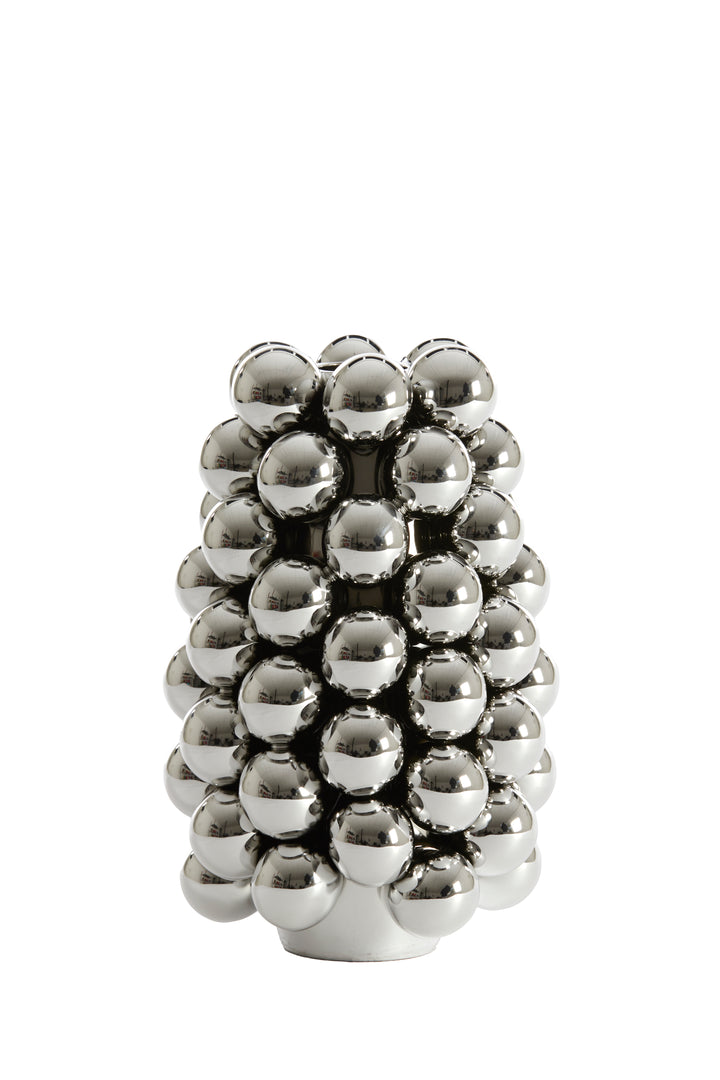 Vase Kugeln - Ø16x24 cm - metallic silber Keramik