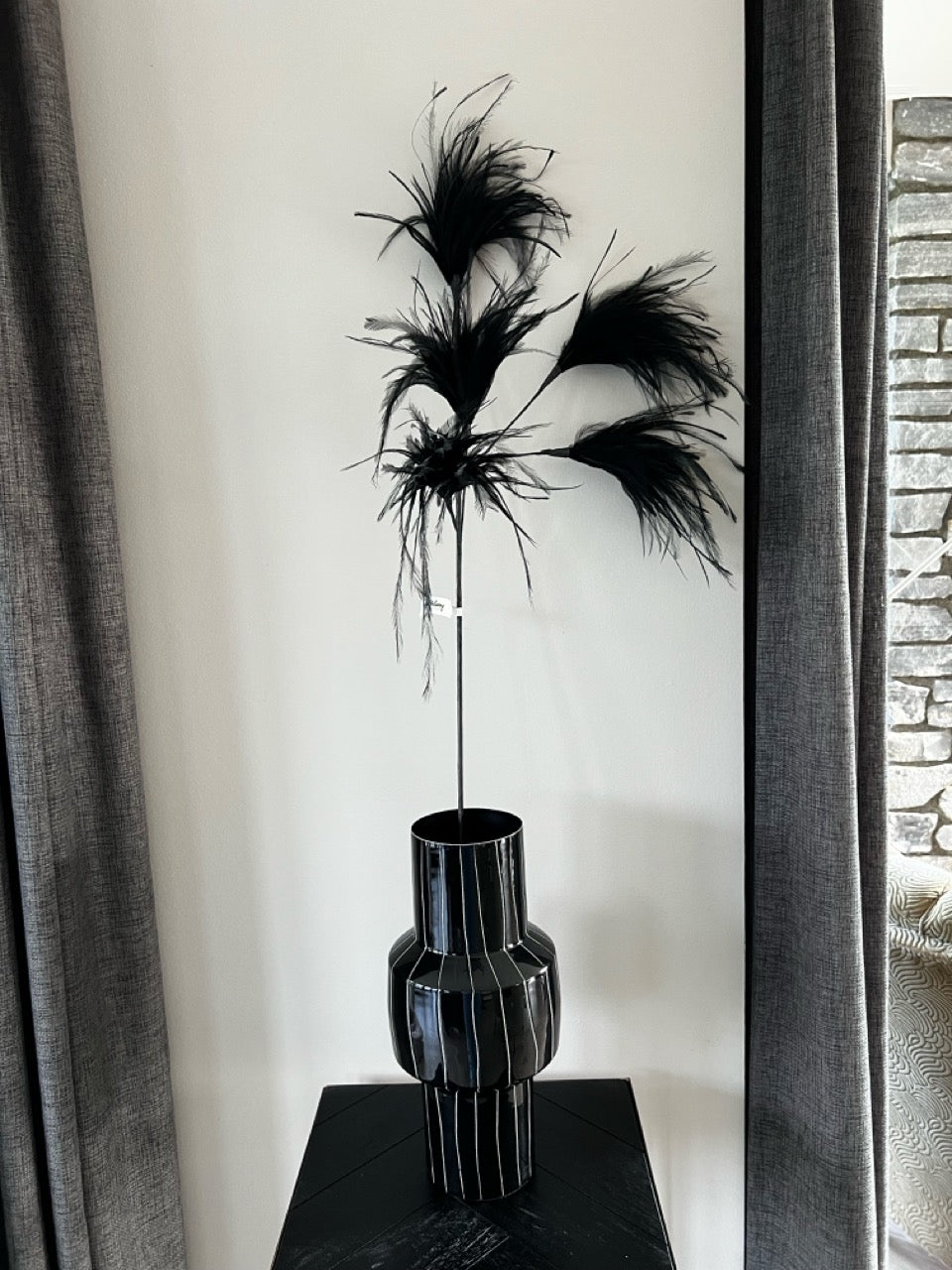 Veren pluim XL - 95 cm - Zwart