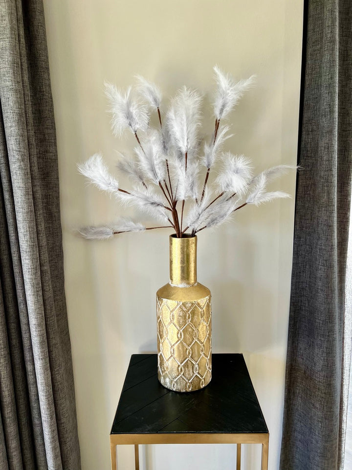 Veren pluimen - Droogbloemen - 77 cm hoog - Zwart/Grijs