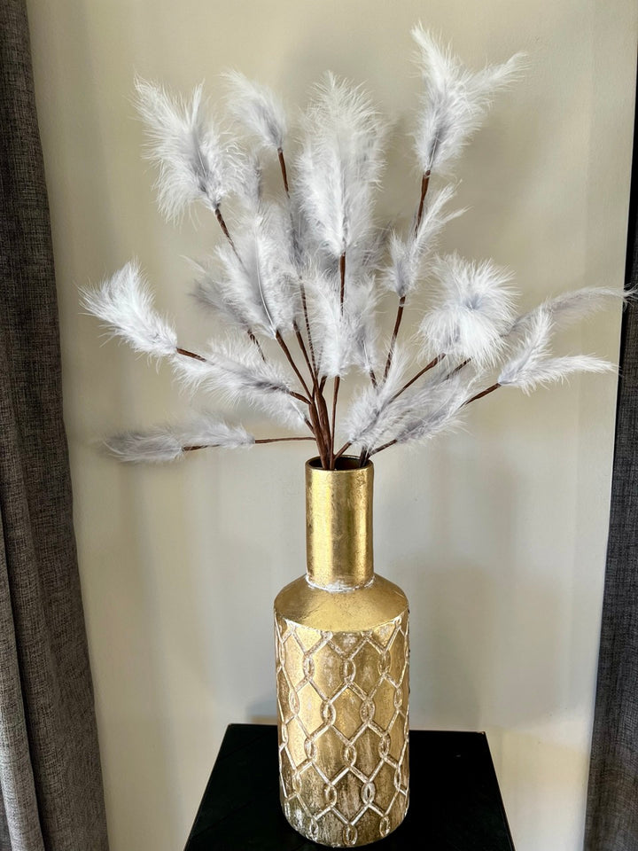 Veren pluimen - Droogbloemen - 77 cm hoog - Zwart/Grijs