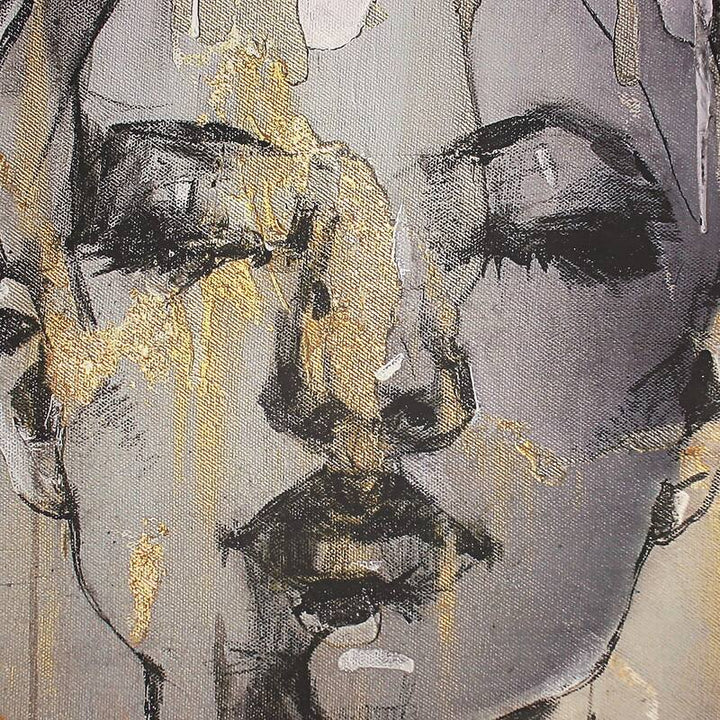 Wandtuch Face Velvet - 136x173 cm - schwarz/gold