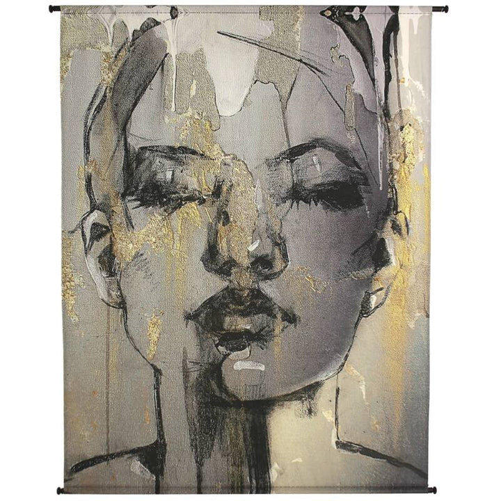 Wandtuch Face Velvet - 136x173 cm - schwarz/gold
