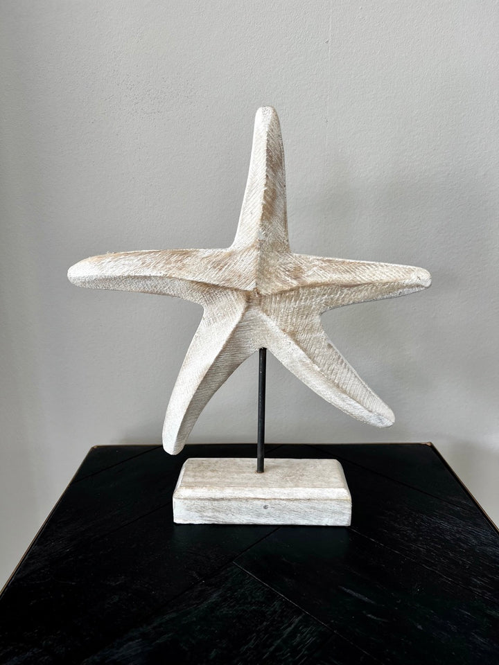 Seestern-Ornament - 28 cm hoch - creme