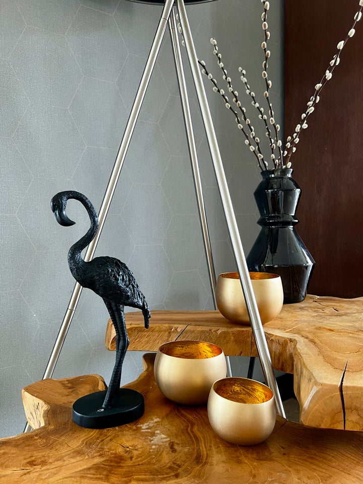 Zwart Flamingo beeld  - 30 cm hoog
