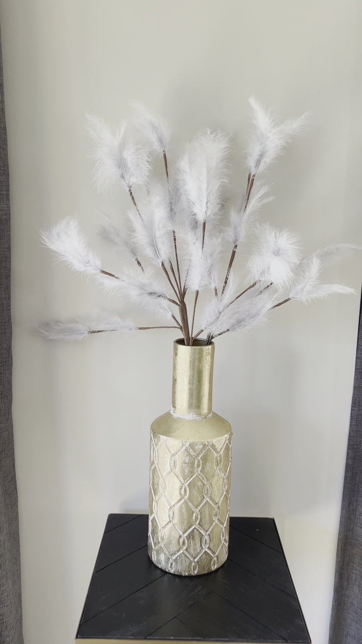 Veren pluimen - Droogbloemen - 77 cm hoog - Zwart/Grijs