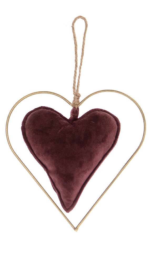 Hart hanger fluweel rood