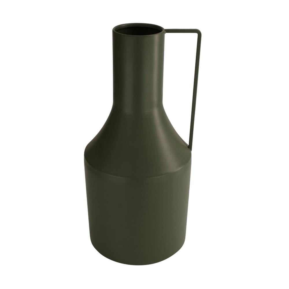 Vaas “Modern Metal” - 33 cm hoog - olijfgroen metaal