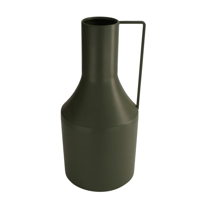 Vaas “Modern Metal” - 33 cm hoog - olijfgroen metaal