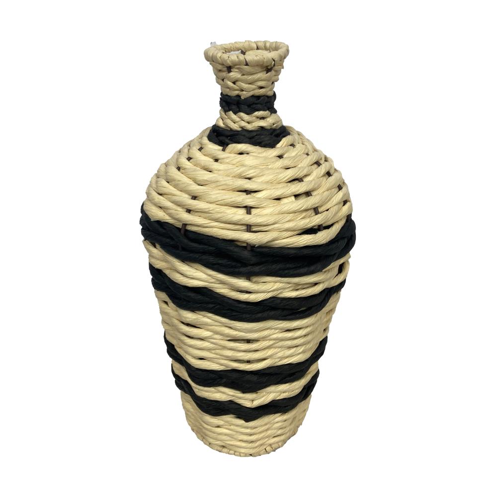 Vaas Nature paper rope - 37 cm hoog - beige/zwart papier