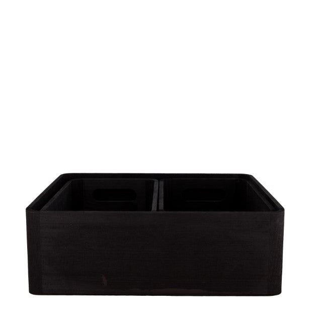 Houten opbergkistjes - zwart - set van 3 stuks